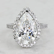 3.00 CT Pear Cut Lab Grown Diamond Halo Engagement Ring Mapple Gems